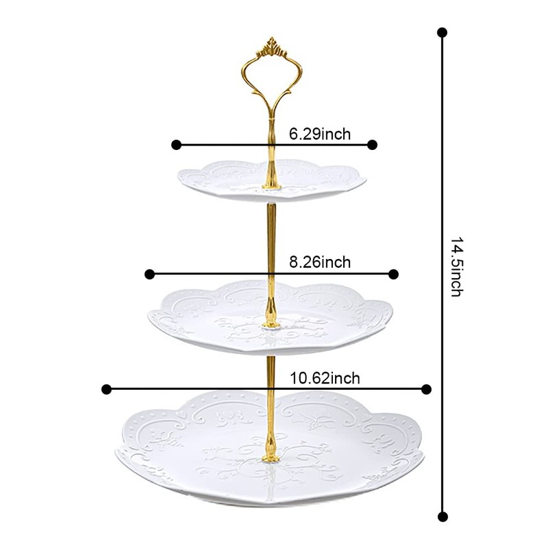 PowerKing Soporte de plástico para Cupcakes de 3 Niveles, Bandeja