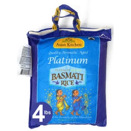 Asian Kitchen Platinum White Basmati Rice Extra Long Aged 4lbs (1.81kg) ~ All Natural | Gluten Friendly | Vegan | Indian Origin | Export Quality