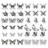 Womaha Black Butterfly Series 36 Sheets Butterfly Temporary Tattoos for