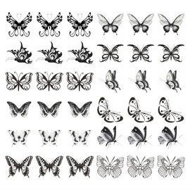 Womaha Black Butterfly Series 36 Sheets Butterfly Temporary Tattoos for Women Girls