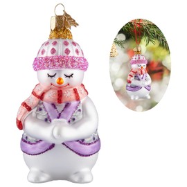 HZYC Christmas Ornaments,Glass Blown Ornaments for Christmas Tree,Purple Snowman Figurine Hanging Ornaments,Christmas Decorations for Xmas Tree Holiday Party Daily Decor Gifts(Shy Snowman)