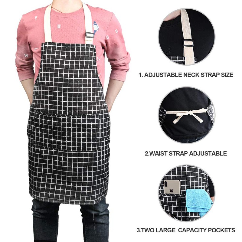 Vicloon Unisex Adjustable Bib Apron, 2 Pcs Apron with 2