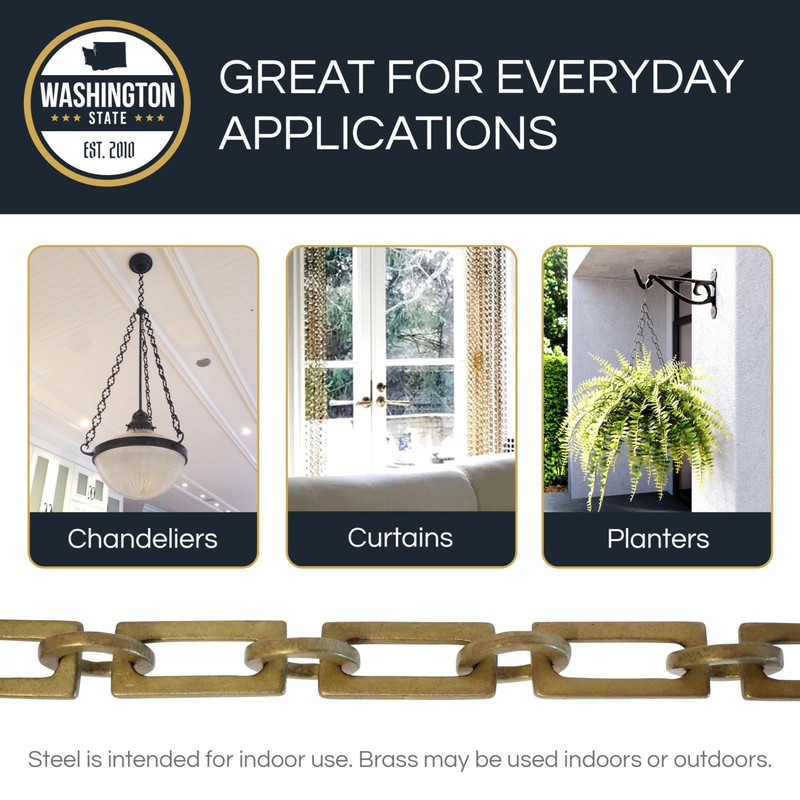 RCH Hardware Decorative Acid Dipped Solid Brass Chain for Hanging,