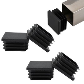 BOPOREAE 4 Pack 1-1/4"x 1-1/4" Square Tube End Cap Plastic Plugs, Square Tubing Plug Inserts for Metal Tubing, Fences, Glide Protection from Chair Legs and Furniture, Durable Plastic Hole Plugs, Black