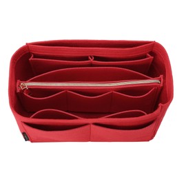 OMYSTYLE Red Slender Large Organizer Insert, Felt Tote Bag Organizer Insert with 5 Sizes, Handbag Dividers for Inside Purse, Compatible with Longchamp, Neverful, Speedy and More