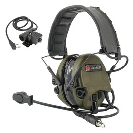 TACGZGJSM TAC200PROULTRA Tactical Headset,Ear Protection,Electronic Noise Canceling Headphones,with U94 PTT,for Airsoft,Hunting (Army Green)