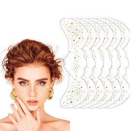 6 PCS Glitter Freckles Face Tattoo, Gold Glitter Fake Freckles Sticker, Temporary Face Tattoos for Women and Kids, Freckle Makeup Accessories for Make Up Festival-Style-2