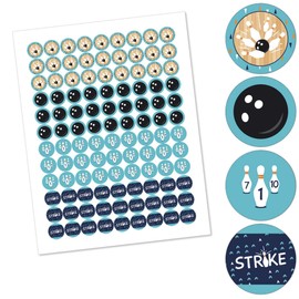 Big Dot of Happiness Strike Up the Fun - Bowling - Birthday Party or Baby Shower Round Candy Sticker Favors - Labels Fit Chocolate Candy (1 Sheet of 108)