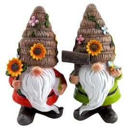 Blue Whale Gifts Sunflower Beehive Gonks Gnomes 19cm Garden Ornament - Set of 2