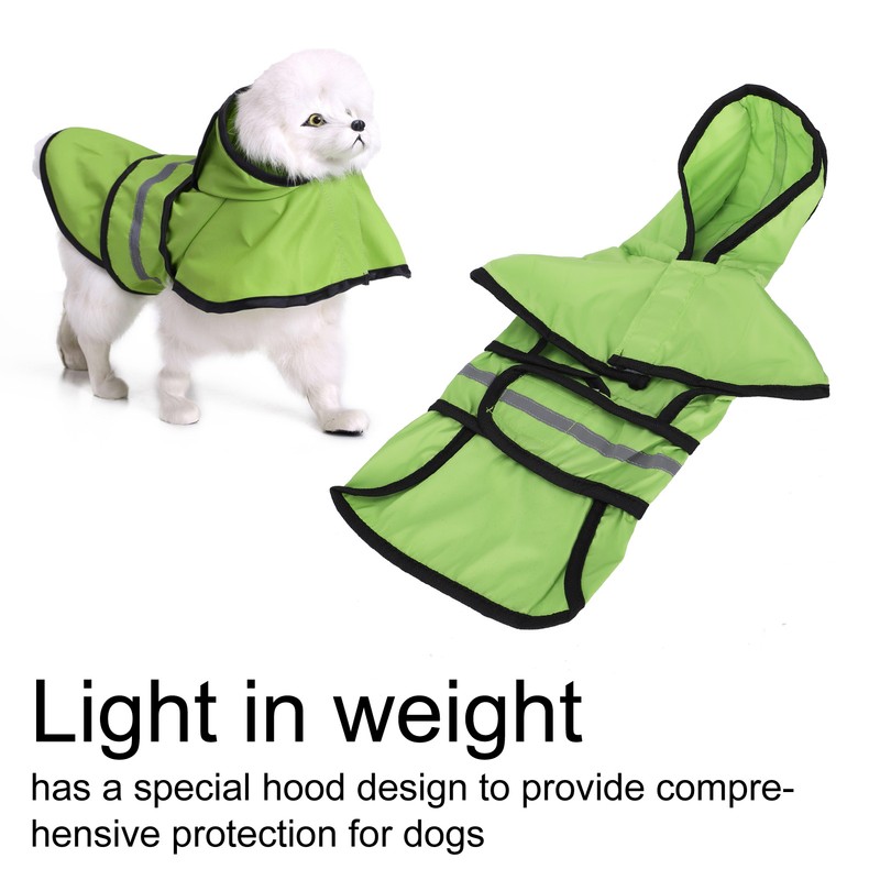 Dog Raincoat Polyester Pet Rain Cape Jacket Reflective Stripe Waterproof