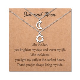 MANVEN Sun and Moon Best Friend Necklace for 2 Matching Friendship Necklaces Pedant Jewelry Gifts for Women Girls Bff Teen
