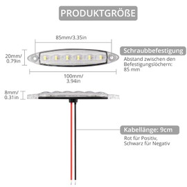 Justech 10 x 6 LEDs Trailer Side Marker Lights Side Marker Lights Side Lights Marker Lights Waterproof White Light for Lorry Motorhome Caravan Trailer
