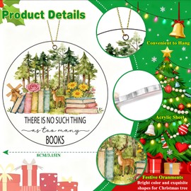 Gifts for Book Lovers Gifts for Women Christmas Hanging Ornaments 2025, There is No Such Thing as Too Many Books for Tree Decoration, Xmas Decor for Stocking Stuffers Xmas Tree Decoration