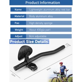 2 PCS Bike rest Bars, Handlebar Bars Bicycle Rest Handlebar Bikes Aluminum Alloy Arm Rest Handlebar Triathlon Bicycle Bars Relaxation Handlebars for Road Mountain Bikes Alloy Armrest Handlebar