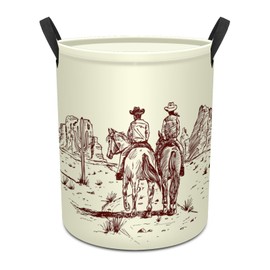Western Desert Cowboy Baby Laundry Hamper,kids laundry Basket,Waterproof Storage Bin for Bedroom,Clothes Organizer Basket,Toys Box,Room Decor