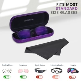 molshine Bling Hard Shell Glasses Case,Portable Sparkling Shiny Eyeglass Case for Men Women Girl Travel Study Work (Purple)