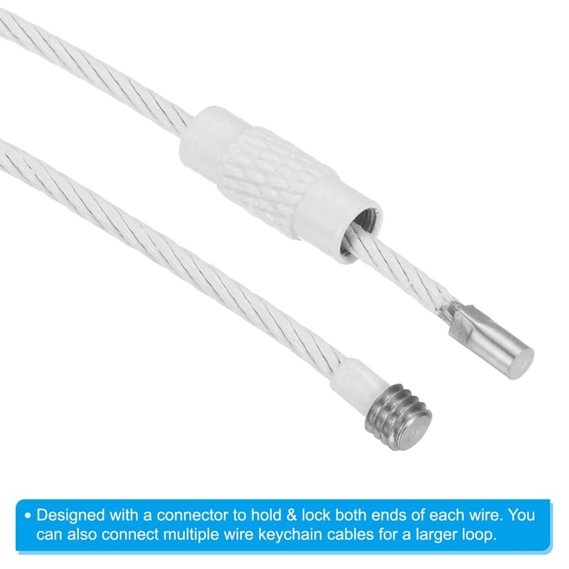 PATIKIL 6 Inch Length Wire Keychain Cable, 5 Pack Titanium