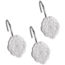 Creative Scents Vintage White Shower Curtain Hooks - Set of 12 Shower Curtain Rings for Bathroom Shower Curtain Rod - Decorative Shower Hooks for Shower Curtain - Bathroom Accessories Collection