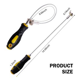 MOXRUQ Car Oil Drain Plug Remover Tool with Strong Magetic, Anti Scald Oil Drain Pan Removal Tool, 14,2" Flexible Oil Filter Sump Plug Removal Wrench, Universal Tools for Car, SUV, Truck, RV (Black)