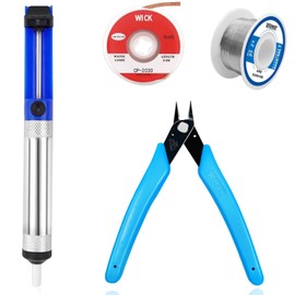 Solder Sucker Desoldering Pump, Desoldering Gun, Vacuum Pump Welding Tool with Aluminium Housing for Professional Welding, Solder Suction Vacuum Pump Solder Removal Tool, Blue