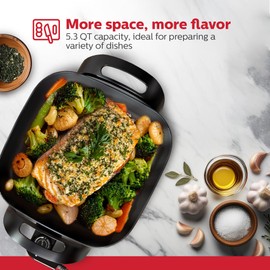 Holstein Housewares 12-Inch Electric Skillet - 1400W Electric Pan with Adjustable Temperature Control, PFOA-Free Non-Stick Coating, Cool-Touch Handles, Multi-Function Cooker, Black