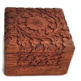 S.B.ARTS Premium Wooden Mini Jewellery Box Floral Design-Trinket Box for Ladies-Jewellery Storage Case-Antique Look-Traditionally Handcrafted-Home Decor Accessories-Ideal Gift for Wome, Girls, Style6