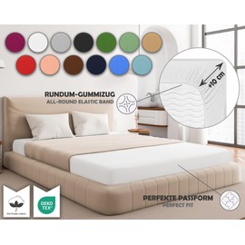 Sesto Senso Fitted Sheet 180 x 200 cm White for Topper Jersey Cotton