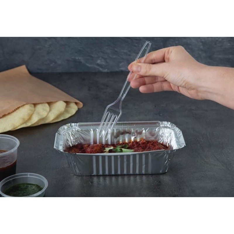 50 Clear Plastic Forks Strong Heavy Duty (Washable & Reusable)