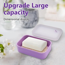 Leak Proof Travel Soap Case, Silicone Soap Dish Travel Soap Container with Draining Layer Portable Soap Box with lid Bar Soap Holder Soap Tray Savers for Bathroom, Shower, Travel, Gym, Camping, RV