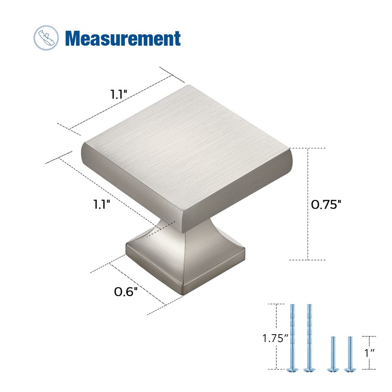 Cabinet Knobs Brushed Nickel Square Knobs for Cabinets and Drawers