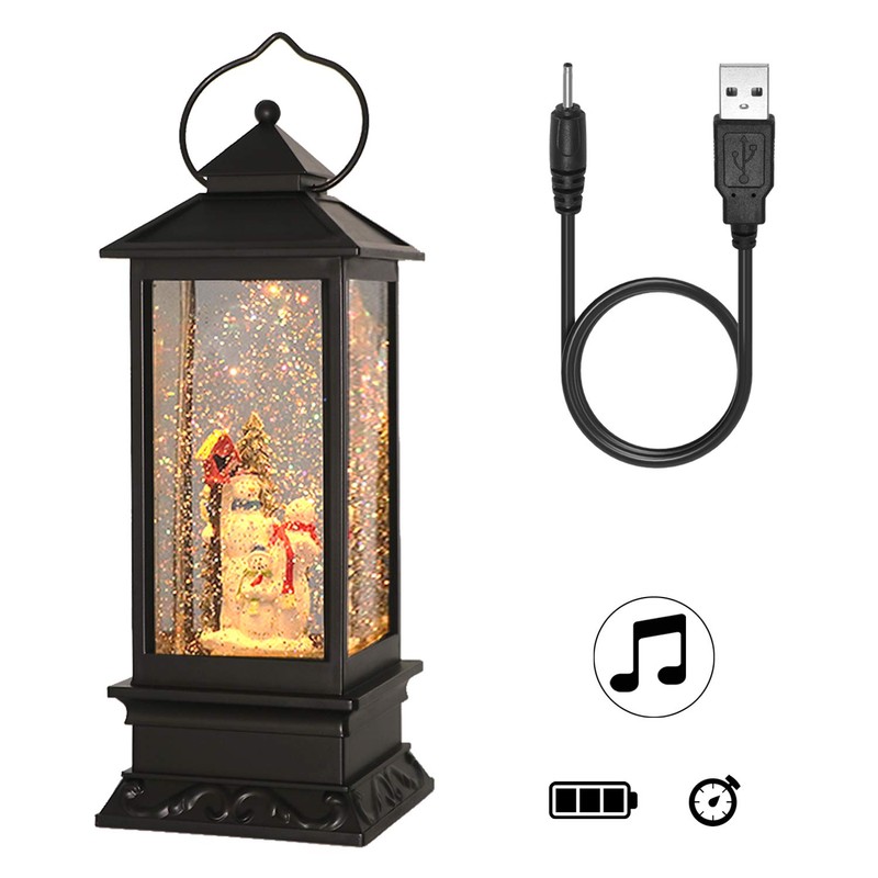 DRomance Snowman Music Snow Globe Lantern with Timer Battery Operated