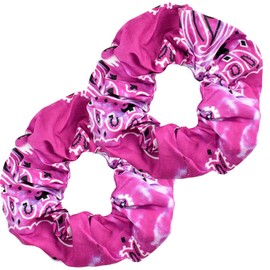 Basic Sense Paisley Scrunchies, Tie Dye Paisley Hair Scrunchy, Hair Ties, Ponytail Holder, A set of 2pcs, Rapsberry
