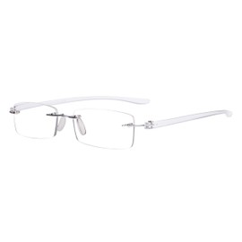 Eyekepper Small Lenes Rimless Reading Glasses Women - Frameless Reader Eyeglasses for Men Reading with Transparent Arms +1.25