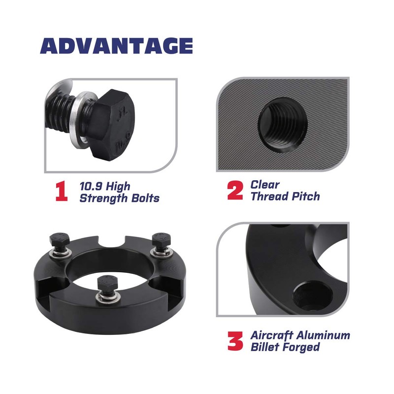 KSP Tundra Lift Kit Front 2" Aircraft Billet Strut Spacers