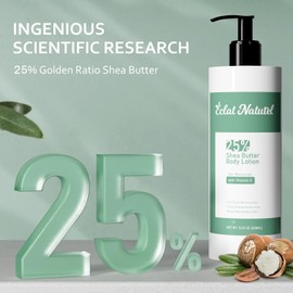 ÉCLAT NATUREL Shea Butter Lotion, 25% Shea Butter Body Lotion Set with Vitamin E, Nourishing Moisturizing Lotion for Dry Skin, 10.15 Fl Oz (Packge of 2)