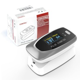 CONTEC Pulse Oximeter CE Certified CMS50D2 - MHRA Registered Blood Oxygen Saturation Monitor for Finger - Bright Colour Screen SpO2 & Heart Rate Display for Adults, Asthma & COPD Sufferers UK Approved