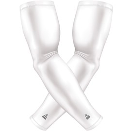 White Compression Arm Sleeves For Men Women Youth | Baseball Football Basketball Golf | Cooling UV Sun Protection, Tennis Elbow, Bicep Brace, Tendonitis, Cooling, Tattoo Cover | 1 Pair