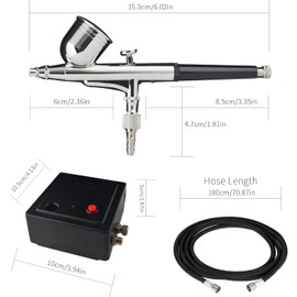 Magicrose Dual Action Mini Air Compressor Airbrush Kit Gravity Feed Air Brush with Spare Nozzle Needle and Airbrush Cleaning Kit Painting Mini Air Brush Set for Painting Portable Air Brush Set