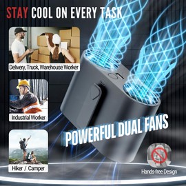 Ventilador de cintura portátil de 10000 mAh, recargable, opciones de montaje 5 en 1, enfriamiento máximo de 15 horas, 4 velocidades, fuerte ventilador de clip de cinturón de 24000 rpm, con montaje en