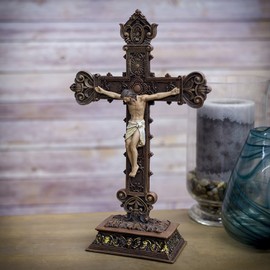 Joseph's Studio by Roman - Collection, 14.5" H Standing Crucifix, Made from Resin, High Level of Craftsmanship and Attention to Detail, Durable and Long Lasting
