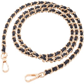 HINZIC 47" Purse Chain Strap with Metal Buckles, Black Gold Purse Straps, DIY Bag Chain Replacement Accessories for Crossbody, Shoulder Bag, Handbag