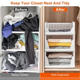 4 Pack Foldable Plastic Storage Box Closet Organizer Slide Rail Push-Pull Storage Basket Convenient Space-Saving Storage Bincolor: White Color