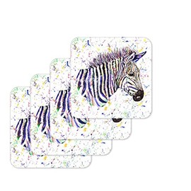 Coaster Zebra Wildlife animal Coasters Watercolour Art Gift Work Office Dining Tea coffee (4)