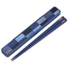 Skater ABC4AG Silver Ion Ag+ Antibacterial Chopsticks & Chopsticks Case Set, 7.7 inches (19.5 cm), Denim, Made in Japan