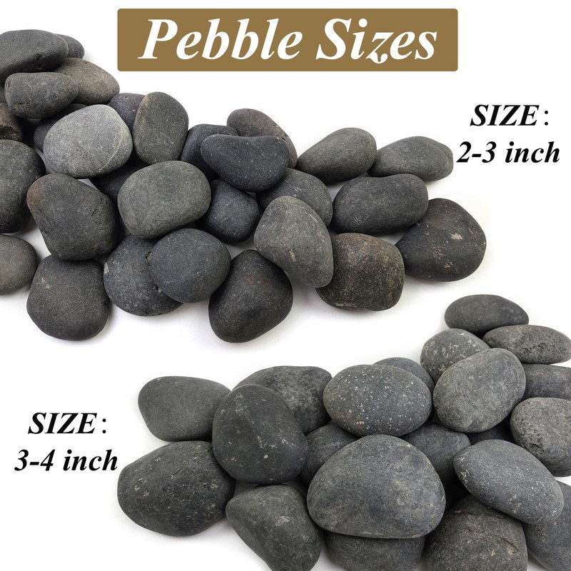FANTIAN 40 lbs Bulk Black River Rocks for Landscaping, 3-4