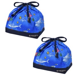 COLORFUL CANDY STYLE N3484802 N3484802 Medium Gusseted Lunch Bag (with Name Tag) Blue Lagoon, Set of 2, Cool for Boys, Kids, Bento Bag, Lunch Bag, Lunch Bag, Kindergarten, Toddler, Lunch Bag, Stylish