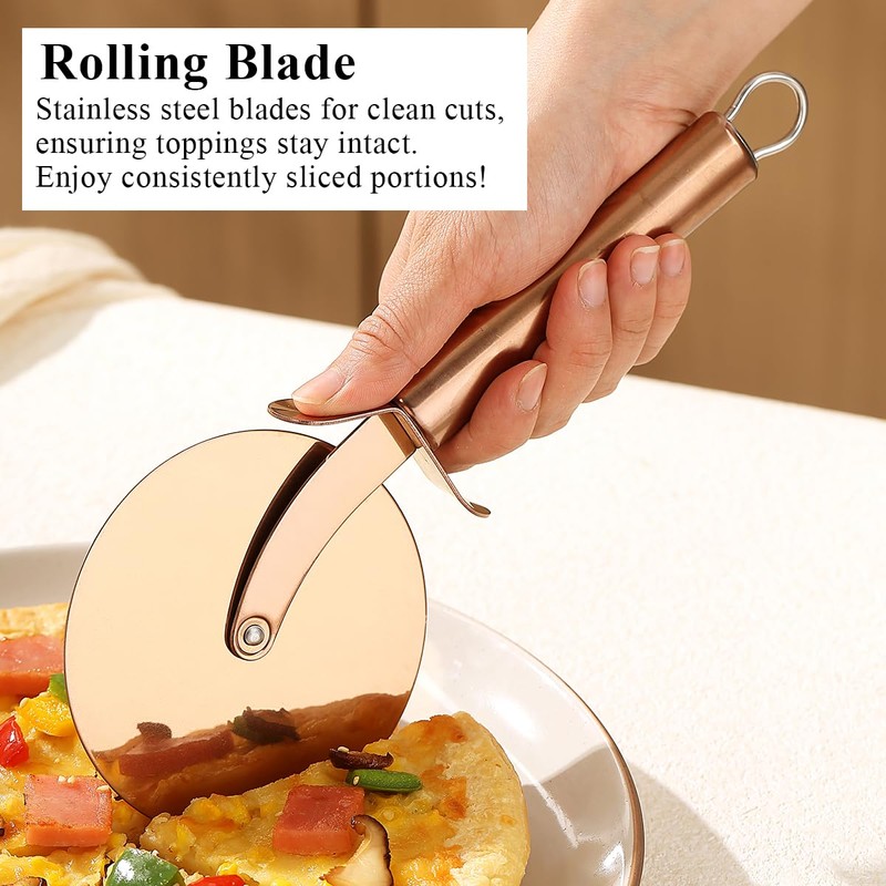 Berglander Pizza Wheel, Rose Gold Titanium Plating Stainless Steel Pizza