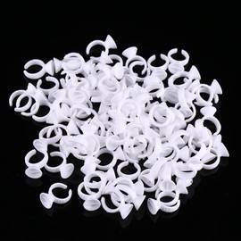 BeautyU&Me 100 PCS White Pigment Glue Ring Cups Tattoo Ink Holder For Permanent Makeup Small with divider