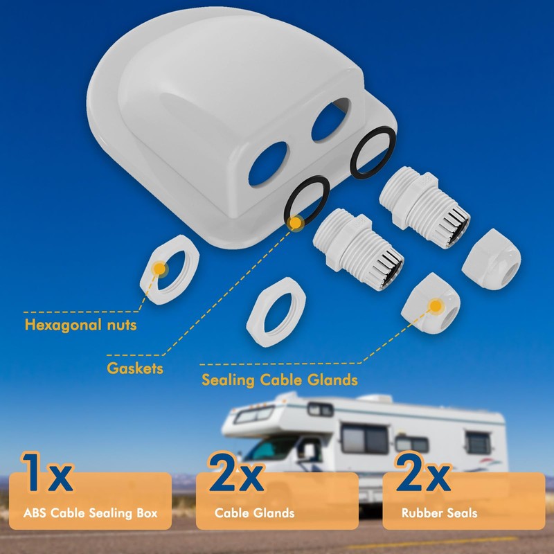 2 Pack of IP68 Waterproof Solar Cable Entry Gland by