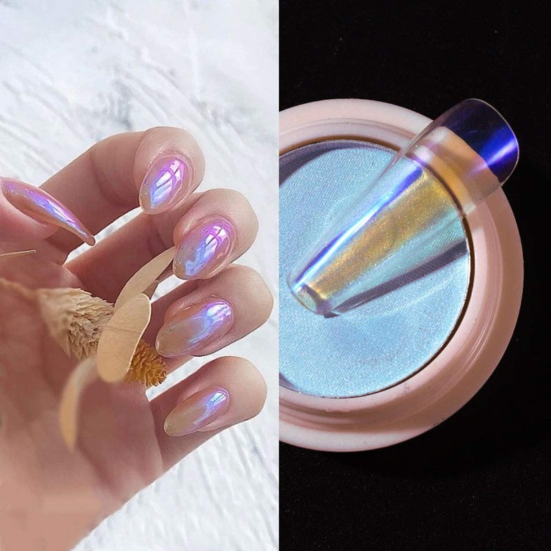 Polvo de uñas Aurora sólido Polvo de uñas iridiscente Aurora
